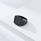 Classic Style Jerusalem Cross Shield Signet Devine Faith Ring