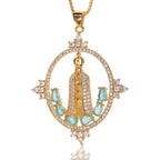 Modern Style Our Lady of Fatima Inlaided Devine Blessing Necklace