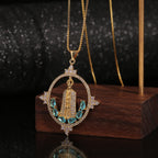 Modern Style Our Lady of Fatima Inlaided Devine Blessing Necklace