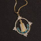 Modern Style Our Lady of Fatima Inlaided Devine Blessing Necklace