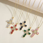 Modern Style Our Lady of Guadalupe Cross Zircon Pendants Necklace