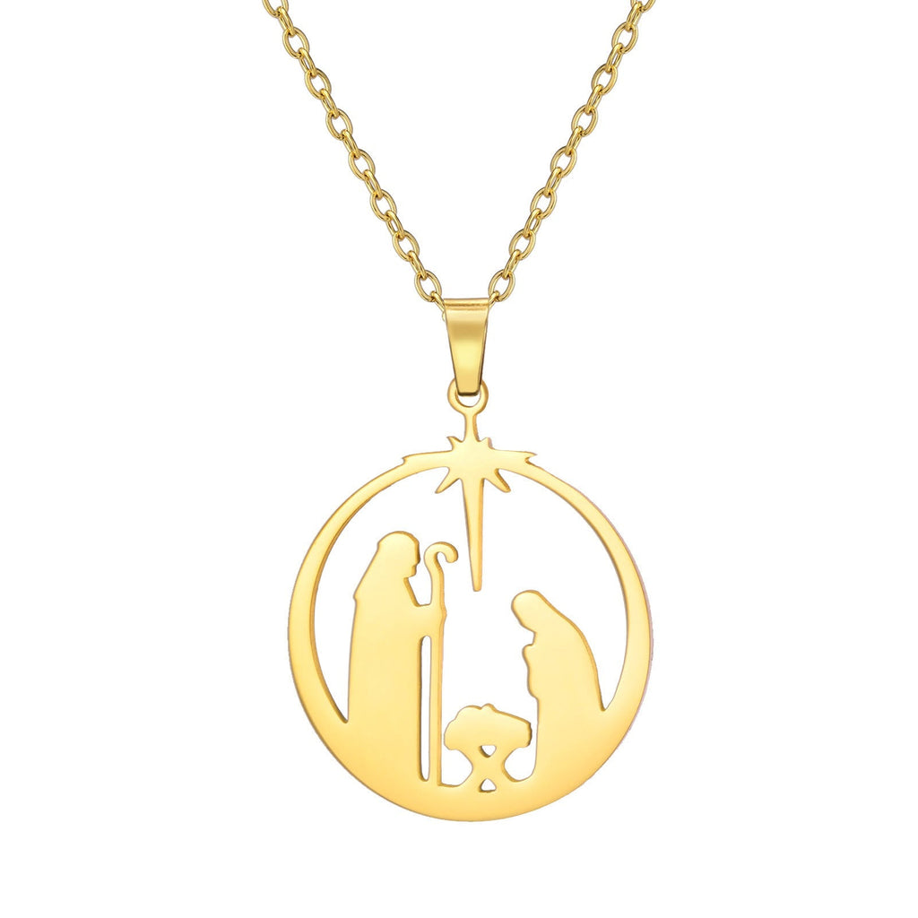 Modern Style Unique Star of Bethlehem Nativity Scene Jesus Sacred Faith Necklace