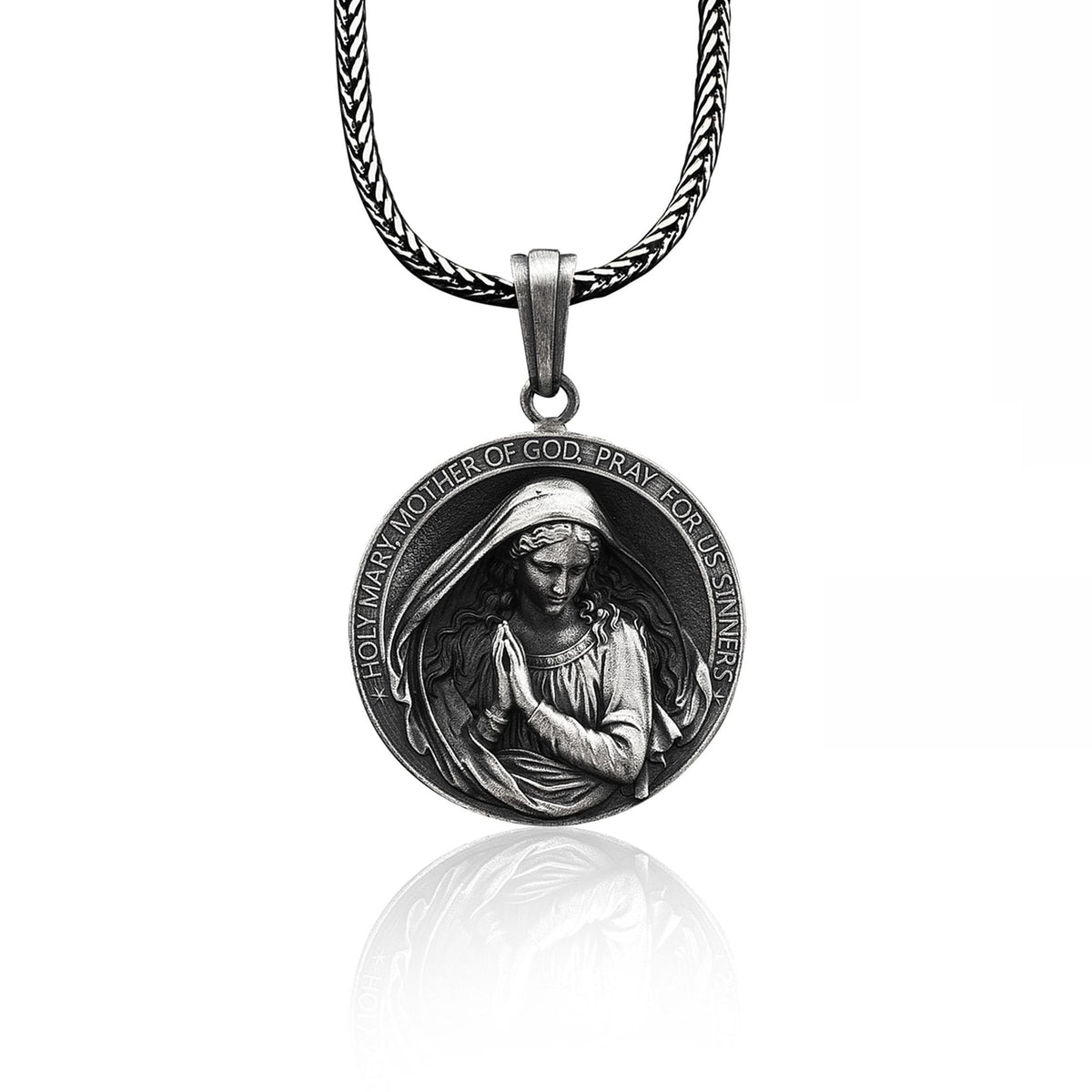 Classic Style Holy Mary Mother Of God Pray For Us Sinners Necklace