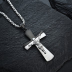 Modern Style Crucifix Cross Jesus Sacred Faith Stainless Steel Necklace