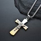 Modern Style Crucifix Cross Jesus Sacred Faith Stainless Steel Necklace