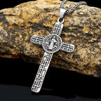 St. Benedict Protect us Cross Faith Titanium Pendant Necklace