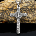 St. Benedict Protect us Cross Faith Titanium Pendant Necklace