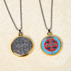 2 Color Retro Style St. Benedict Symbol Exorcism Faith Pendant Necklace