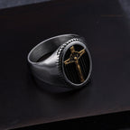 Retro Style Simple Crucifix Protection & Strength Titanium Ring