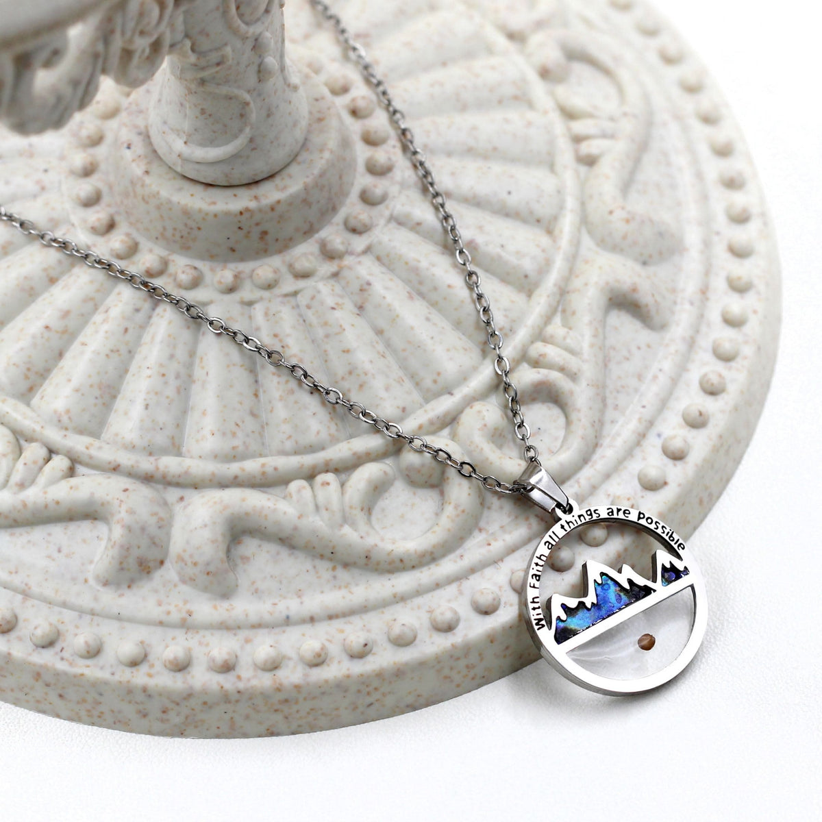 Classic Style Mustard Seed With Faith All Things Are Possible Pendant Necklace