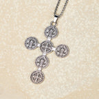 Classic Retro Style St. Benedict Cross Divine Protection Pendant Necklace