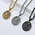 Classic Style Saint Michael Archangel Ephesians 6:10 Pendant Necklace