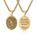 Classic Style Saint Michael Archangel Ephesians 6:10 Pendant Necklace