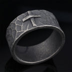Vintage Style Ancient Texture Forged Stone Cross Ring