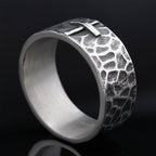 Vintage Style Ancient Texture Forged Stone Cross Ring