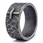 Vintage Style Ancient Texture Forged Stone Cross Ring