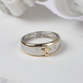Modern Style Two-tone Gold Cross Alloy Ring(Made in Holy Land)
