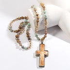Classic Style Graceful Devotion Beaded Cross Necklace
