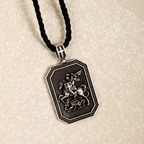 Classic Style Saint George and the Dragon Pendant Protection Prayer Necklace