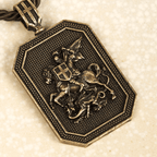 Classic Style Saint George and the Dragon Pendant Protection Prayer Necklace