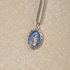 Classic Style Crafted Holy Miraculous Medal Enamel Relief Pendant Necklace