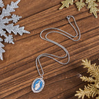 Classic Style Crafted Holy Miraculous Medal Enamel Relief Pendant Necklace