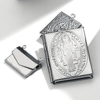 Modern Style St. Benedict & Marry Photo Box Pendant Necklace