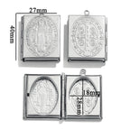 Modern Style St. Benedict & Marry Photo Box Pendant Necklace
