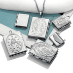 Modern Style St. Benedict & Marry Photo Box Pendant Necklace