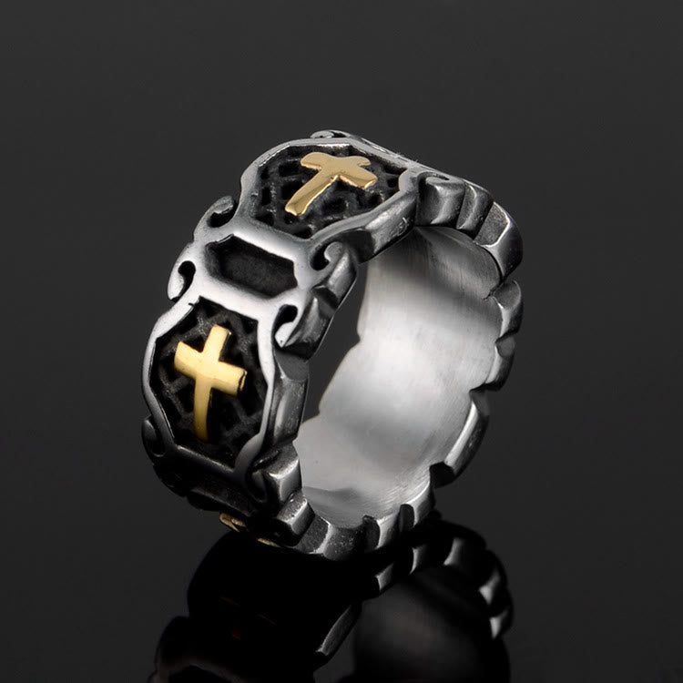 Modern Style Sacred Cross Pattern Ring