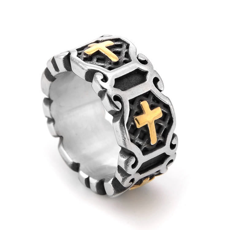 Modern Style Sacred Cross Pattern Ring