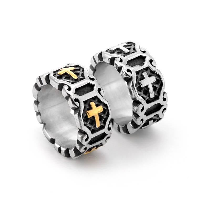 Modern Style Sacred Cross Pattern Ring