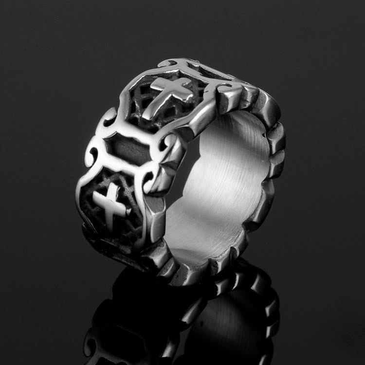 Modern Style Sacred Cross Pattern Ring