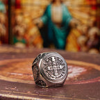 Classic Style St. Benedict Cross Divine Faith Ring