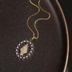Luxury Style Our Lady of Miraculous Medal Gemstones Pendant Necklace