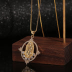 Luxury Style Our Lady of Guadalupe Gemstones Pendant Necklace
