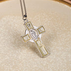 6 Color Virgin Mary  Our Lady of Guadalupe Faith Cross Pendant Necklace