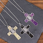 6 Color Virgin Mary  Our Lady of Guadalupe Faith Cross Pendant Necklace
