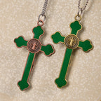 Multicolor Retro Style Classical Crucifix Faith Protection Pendant Necklace