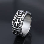 Retro Style Cross Engraved Stainless Steel Faith Protection Ring
