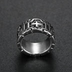 Retro Style Cross Engraved Stainless Steel Faith Protection Ring
