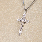 Retro Style Old Craft Jesus Crucifix Angels-Surrounded Pendant Necklace