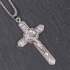 Retro Style Old Craft Jesus Crucifix Angels-Surrounded Pendant Necklace