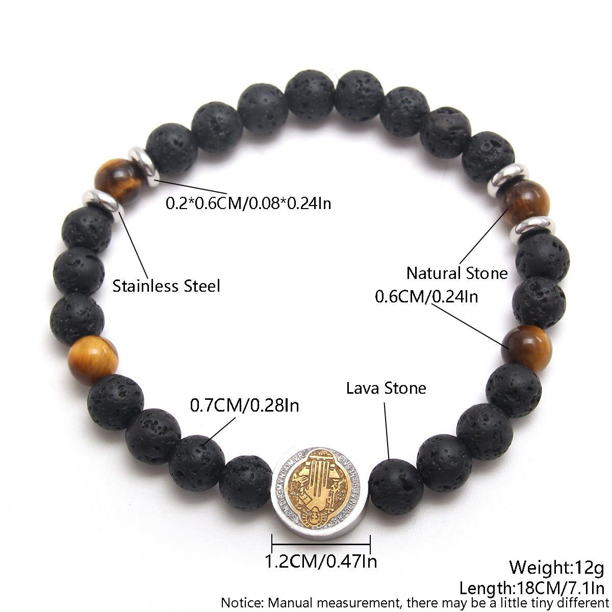 Volcanic Stone Yellow Tiger Eye St. Benedict Bracelet