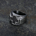 Heavy Metals Style Cross Engraved Stainless Steel Faith Ring