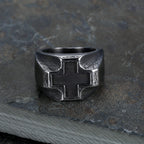Heavy Metals Style Cross Engraved Stainless Steel Faith Ring