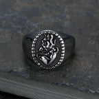 Classic Retro Style Jesus Sacred Heart Engraved Stainless Steel Faith Ring