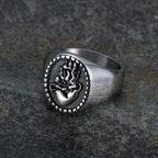 Classic Retro Style Jesus Sacred Heart Engraved Stainless Steel Faith Ring