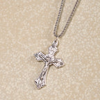 Retro Pattern Exclusive Craft Grape Leaves Jesus Crucifix Pendant Necklace