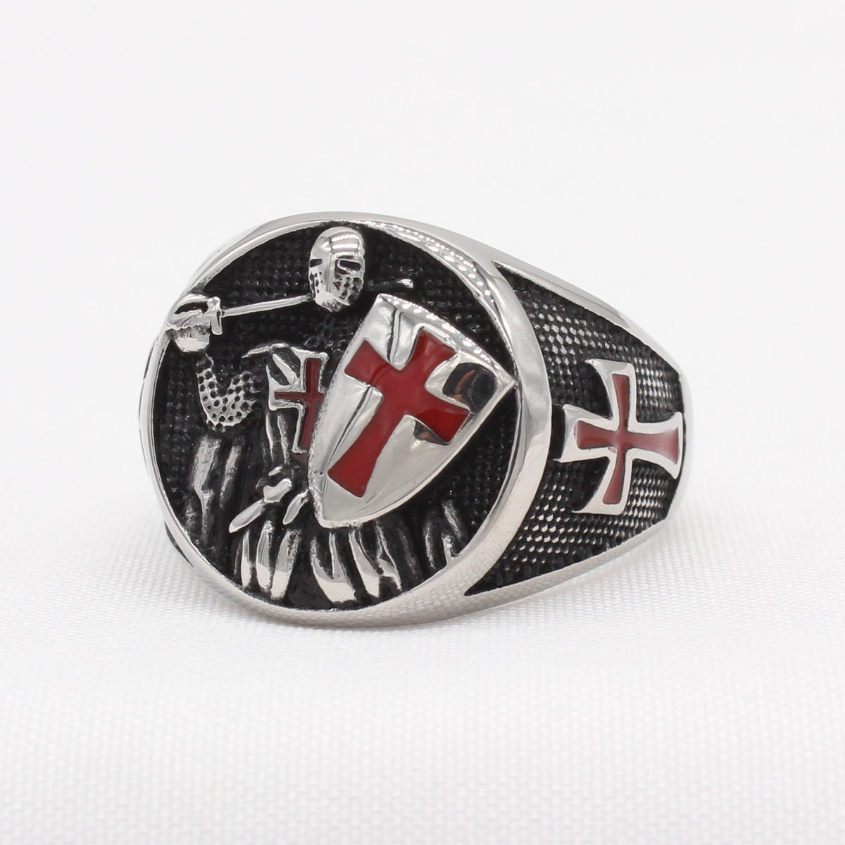 2 Colors Retro Classic Style Knights Templar Shield Protect You Faith Ring